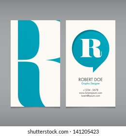 Business card vector template, alphabet letter, text color editable. Font, type, typography retro vintage new style. Ideal for independent worker, company, shop, restaurant...