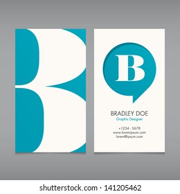 Business card vector template, alphabet letter, text color editable. Font, type, typography retro vintage new style. Ideal for independent worker, company, shop, restaurant...