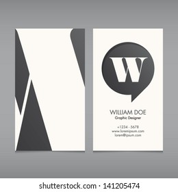 Business card vector template, alphabet letter, text color editable. Font, type, typography retro vintage new style. Ideal for independent worker, company, shop, restaurant...