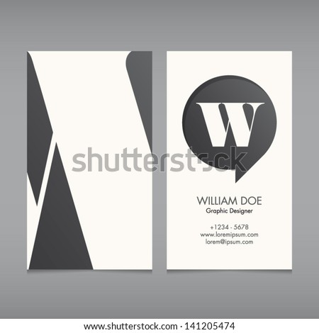 Business card vector template, alphabet letter, text color editable. Font, type, typography retro vintage new style. Ideal for independent worker, company, shop, restaurant...