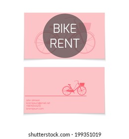business card vector template. bicycle rent theme.