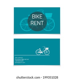 business card vector template. bicycle rent theme.