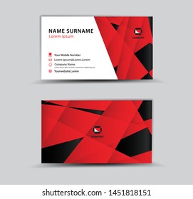 Business Card Vector template, Creative idea modern concept, red polygon background, geometric shape