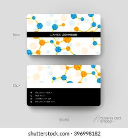 Business card vector template with DNA molecule background. Creative modern design