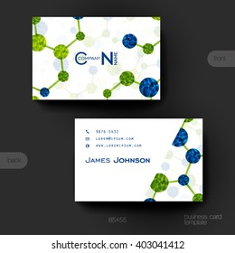 Business card vector template with DNA molecule background. Creative modern design