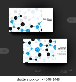 Business card vector template with DNA molecule background. Creative modern design