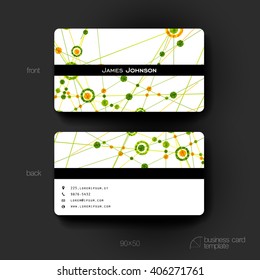 Business card vector template with DNA molecule background. Creative modern design