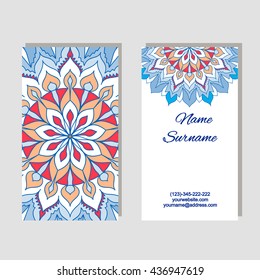 Business card. Vector card template. The ethnic decorative elements, india, east asia, arab, islam