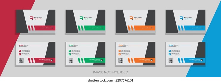 Business Card Vector Template. Flat Style Vector Illustration. Stationery Design. 4 Color Combinations. Print Template