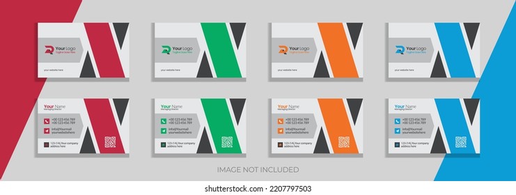 Business Card Vector Template. Flat Style Vector Illustration. Stationery Design. 4 Color Combinations. Print Template