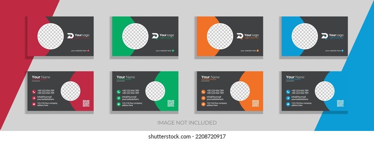 Business Card Vector Template. Flat Style Vector Illustration. Stationery Design. 4 Color Combinations. Print Template