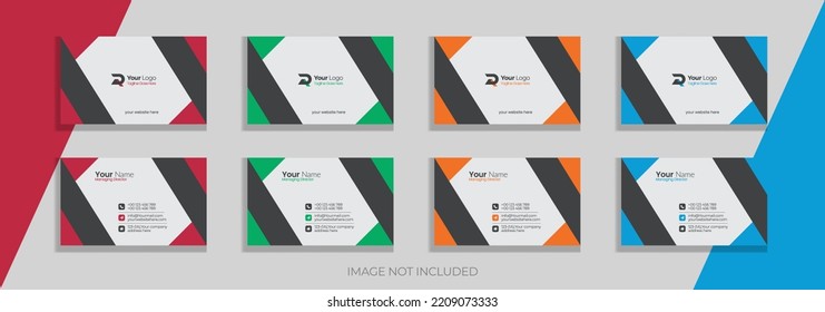 Business Card Vector Template. Flat Style Vector Illustration. Stationery Design. 4 Color Combinations. Print Template