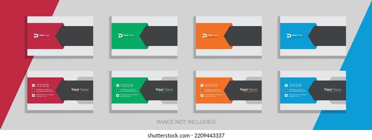 Business Card Vector Template. Flat Style Vector Illustration. Stationery Design. 4 Color Combinations. Print Template