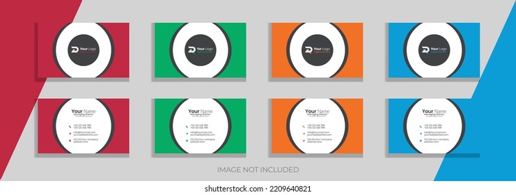 Business Card Vector Template. Flat Style Vector Illustration. Stationery Design. 4 Color Combinations. Print Template