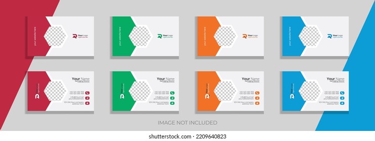 Business Card Vector Template. Flat Style Vector Illustration. Stationery Design. 4 Color Combinations. Print Template