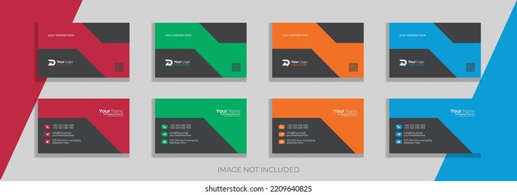 Business Card Vector Template. Flat Style Vector Illustration. Stationery Design. 4 Color Combinations. Print Template