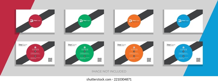 Business Card Vector Template. Flat Style Vector Illustration. Stationery Design. 4 Color Combinations. Print Template