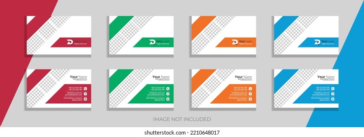 Business Card Vector Template. Flat Style Vector Illustration. Stationery Design. 4 Color Combinations. Print Template