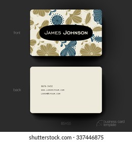 Business card vector template with floral background. Creative modern design