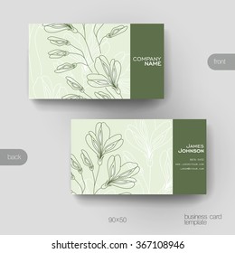 Business card vector template with floral ornament background. Creative modern design