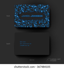 Business card vector template with floral ornament background. Creative modern design