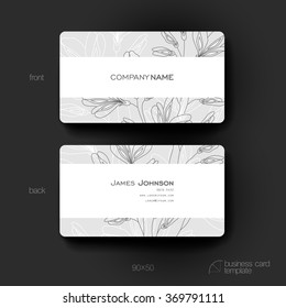Business card vector template with floral ornament background. Creative modern design