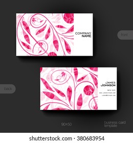 Business card vector template with floral ornament background. Creative modern design