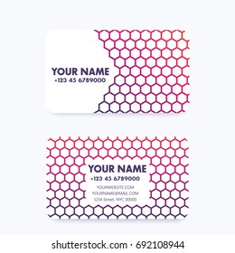 Business card vector template with geometric pattern over white