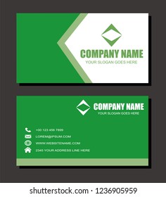 Business Card Vector Template With Green And White Colors