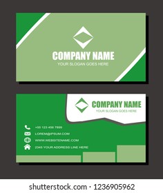 Business Card Vector Template With Green And White Colors
