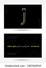 business card vector template. letter J logo.
