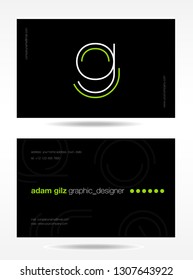 business card vector template. letter G logo.
