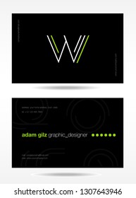 business card vector template. letter W logo.
