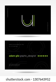 business card vector template. letter U logo.
