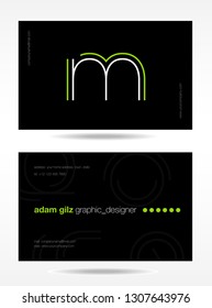 business card vector template. letter M logo.
