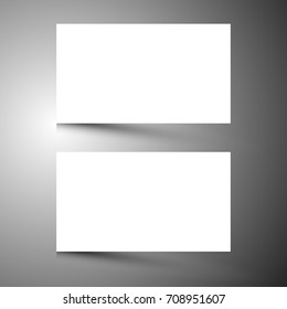 Business card vector template on grey gradient background. Vector illustration for branding. Mock-up for your design. Blank, empty business card form for front and back sides. EPS10.
