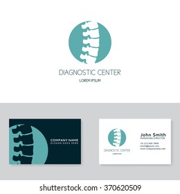 Business card vector template. Spine diagnostic center logo. Logotype for uses in medical spheres. 
