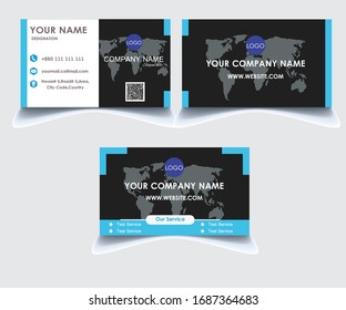 Business card vector template.Flat Style vector illustration .4 color combination. Print Ready  Template