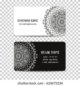 Business card vector. Vintage decorative elements mandala