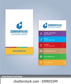Business card vertical template. colorful background, Illustration Vector 10