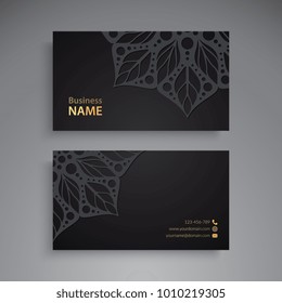 Business Card. Vintage decorative elements. Ornamental floral business cards or invitation with mandala