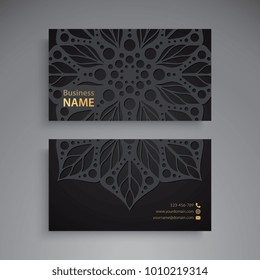 Business Card. Vintage decorative elements. Ornamental floral business cards or invitation with mandala
