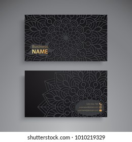 Business Card. Vintage decorative elements. Ornamental floral business cards or invitation with mandala