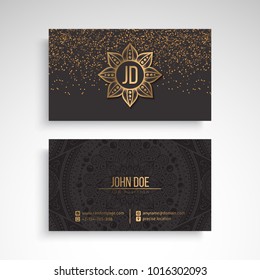 Business Card. Vintage decorative elements. Ornamental floral business cards or invitation with mandala