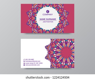 Business Card. Vintage decorative elements. Ornamental floral business cards or invitation with mandala