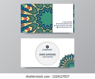 Business Card. Vintage decorative elements. Ornamental floral business cards or invitation with mandala