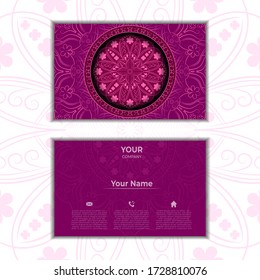 Business Card. Vintage decorative elements. Ornamental floral business cards or invitation with mandala