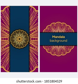 Business Card. Vintage decorative elements with floral mandala. Ornamental floral business cards. vector illustration.