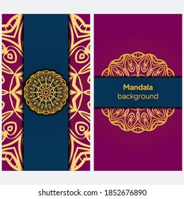 Business Card. Vintage decorative elements with floral mandala. Ornamental floral business cards. vector illustration.