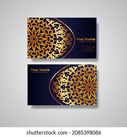 Business Card. Vintage decorative elements. Ornamental floral business cards or invitation with mandala.